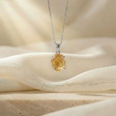 Raw Citrine Sterling Silver Necklace