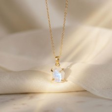Raw Rainbow Moonstone Gold Filled Necklace