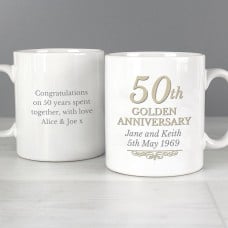 Personalised 50th Golden Anniversary Mug Set