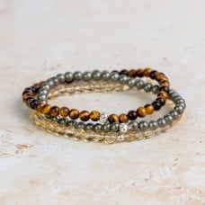 Prosperity Bracelet Set with Citrine, Pyrite and Tiger Eye