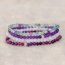 Crown Chakra Bracelet Set - Crystal Bracelets for Clarity & Connection