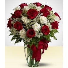 Exuberant: White and Red Roses