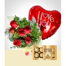 Surprise of Love: Bouquet, Chocolates & Balloon