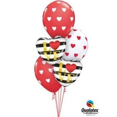 Bouquet 124 L(Heart)VE Horizontal Stripes Qualatex #21748-2 18080-3