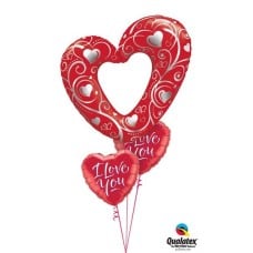 Bouquet-39 Hearts & Filigree Red Qualatex #16441 29133-2