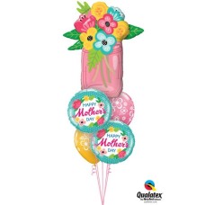 Bukiet 596 Mother's Day Mason Jar Qualatex #47583 47380-2 48370-2
