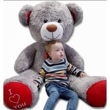LARGE GIANT PLUSH BEAR MASCOT 160cm – gray-red