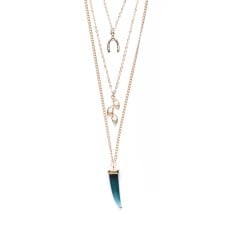 Make A Wish Horseshoe Charm Layered Gold Necklace