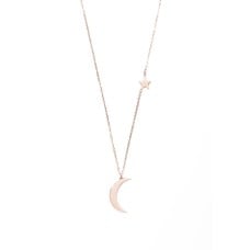 Moon and Star Necklace Rose Gold