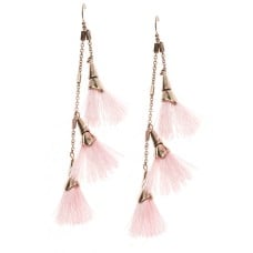 Pink Chain Tassel Earrings
