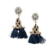 Crystal Black Tassel Earrings