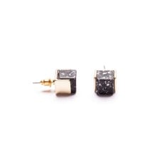 Black and Gold Lucky Dice Stud Earrings
