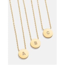 18K Gold Single Initial Custom Disc Necklace