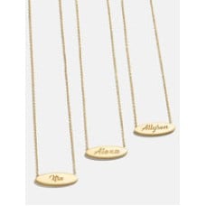 18K Gold Custom Engravable Oval Necklace