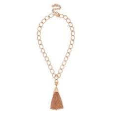 Chain-Link Tassel Pendant Necklace