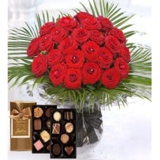24 Red Roses & Large Butlers Chocolates