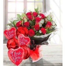 Dozen Roses & 5 Balloons