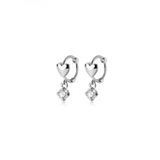925 Silver Heart Drop Zircon Earrings JW AR-G6654