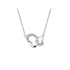 925 Sterling Silver Simple Fashion Hollow Butterfly Pendant with Cubic Zirconia and Necklace