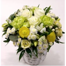 White Rose Ball - Flower Basket