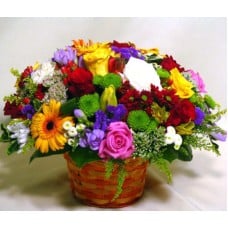 Brilliant flower basket with roses (Medium)