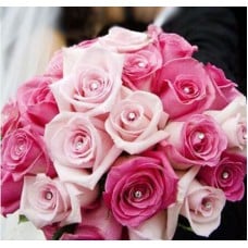 Pink roses with Swarovski crystals (Medium)