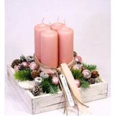 Advent decoration with long pink candles
