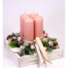 Advent decoration with long pink candles