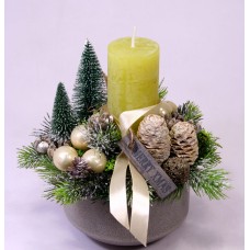 Festive table decoration with rustic candles