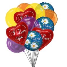 Thoughtful Balloons Bouquet (6 Mylar Balloons and 6 Latex Balloons)
