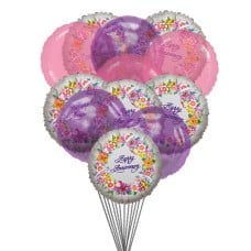 Cheerful anniversary balloons (6-Mylar Balloons and 6-Latex Balloons)