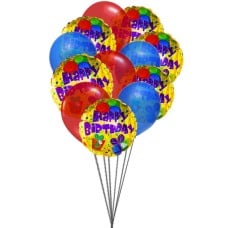Colorfull Birthday Balloons (6 Latex Balloons and 6 Mylar Balloons)