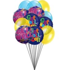 Bunch of Get well Soon Balloons (6-Mylar Balloons and 6-Latex Balloons)