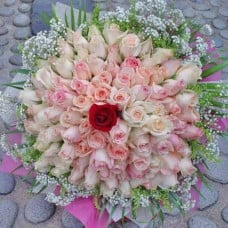 99 Roses  98 Champagne 1 Red Handbouquet