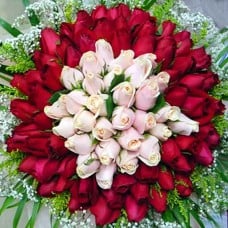 99 Roses  30 Champagne 69 Red Hand Bouquet
