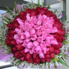 99 Roses  40 Hot Pink And  59 Red Hand Bouquet