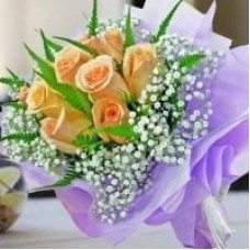 10 Champagne Roses HandBouquet