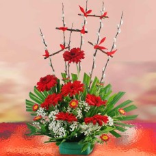 Red Gerbera Flowers Arrangement