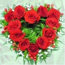 Red Roses arranged in heart shape