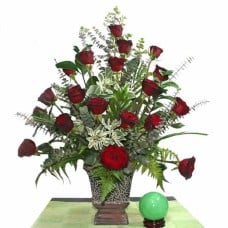 20 Black Roses Arrangement In Vase