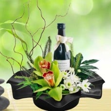 Cymbidium Orchids & Red Wine