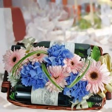 Red And  White Wines With Flowers
