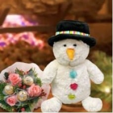 Plush Snowman Toy By Gund & Roses Bouquet