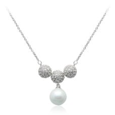 Faux Pearl Cubic Zirconia Pendant Necklace