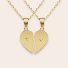 Broken heart necklace engraved
