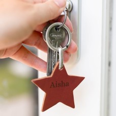 Engraved leather keychain