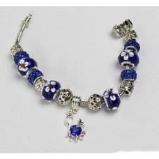 Bracelet Pandora style blue with flower