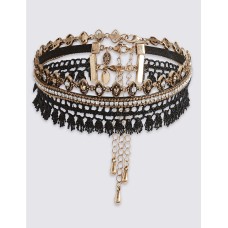Lace detail Chocker Diamante Necklace