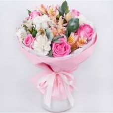 Bouquet of roses - alstroemeria and carnations (Small)