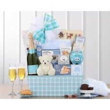 Baby Boy Sparkling Wine Gift Basket